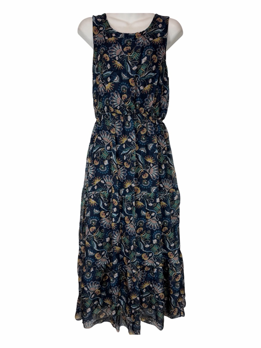 Silk Blend Tiered Floral Paisley Maxi Dress Lara G Italy S Anthropologie Boho